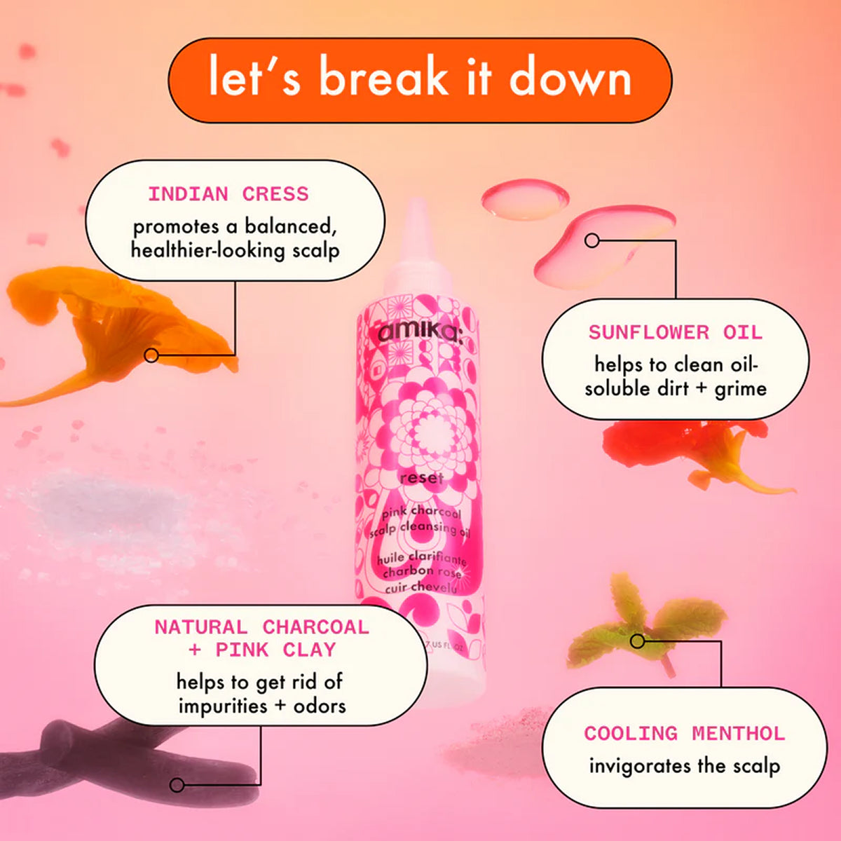 amika Reset Pink Charcoal Scalp Cleansing Oil