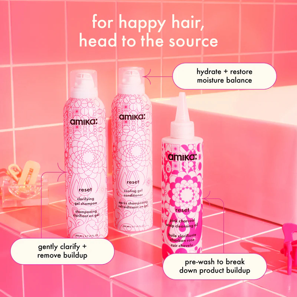 amika Reset Pink Charcoal Scalp Cleansing Oil