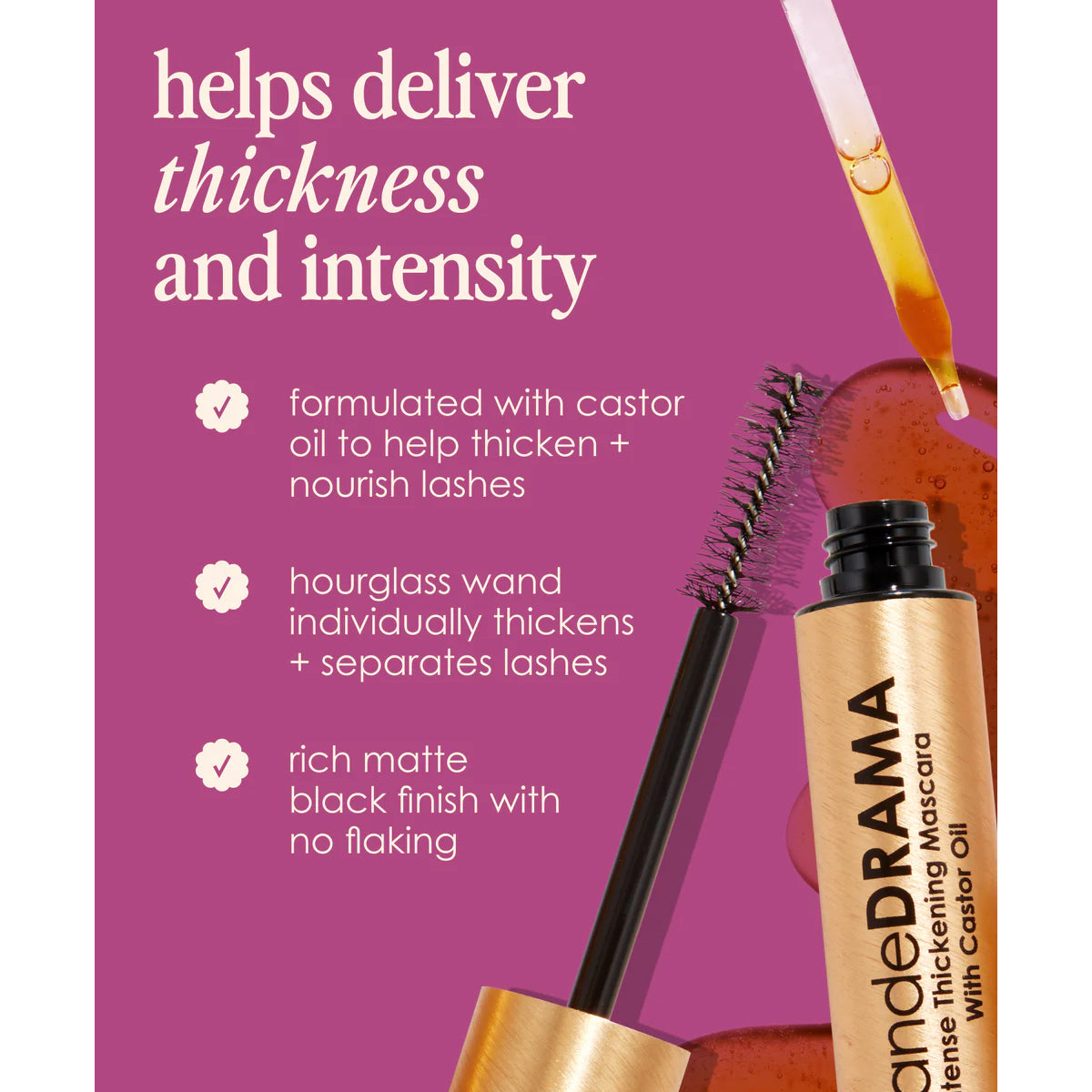 Grande Cosmetics GrandeDRAMA Intense Thickening Mascara with Castor Oil