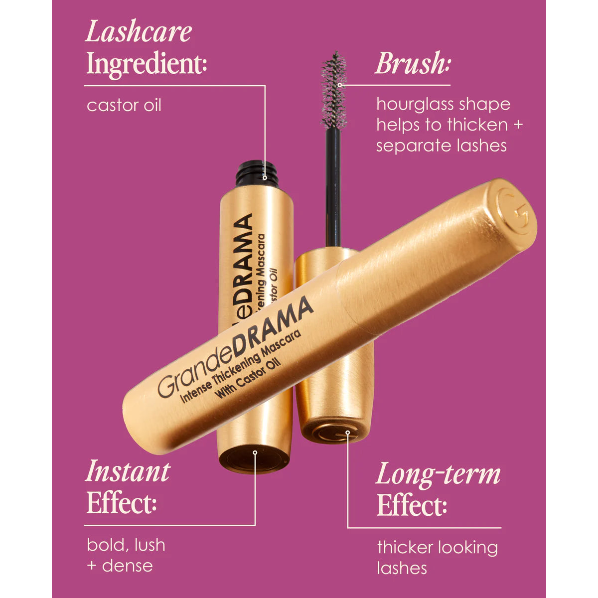 Grande Cosmetics GrandeDRAMA Intense Thickening Mascara with Castor Oil