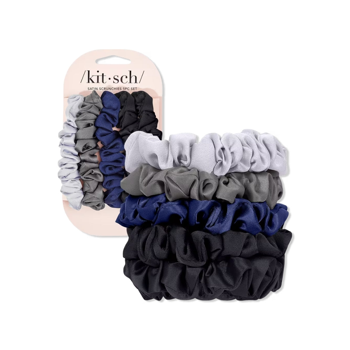 Kitsch Satin Petite Scrunchies 5pc Set - Midnight