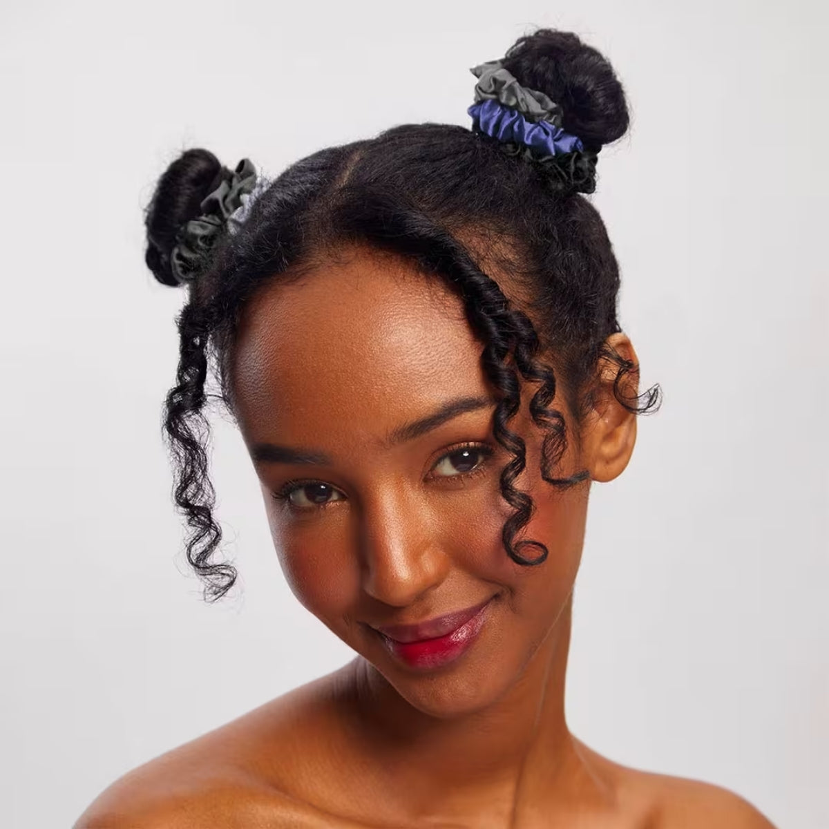 Kitsch Satin Petite Scrunchies 5pc Set - Midnight