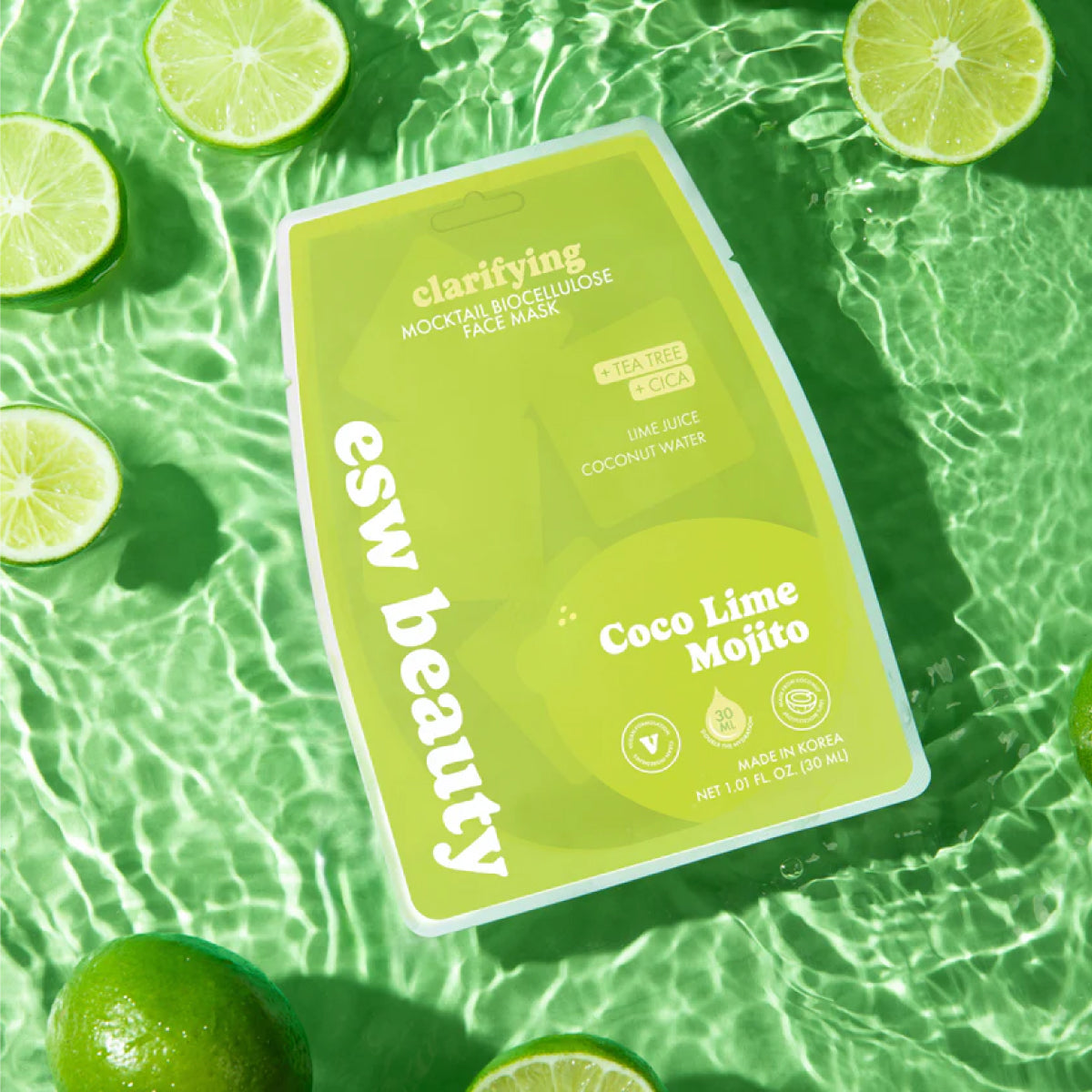 ESW Beauty Coco Lime Mojito Clarifying Mocktail Biocellulose Mask