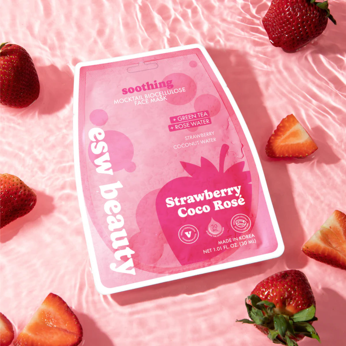 ESW Beauty Strawberry Coco Rosé Soothing Biocellulose Mocktail Mask