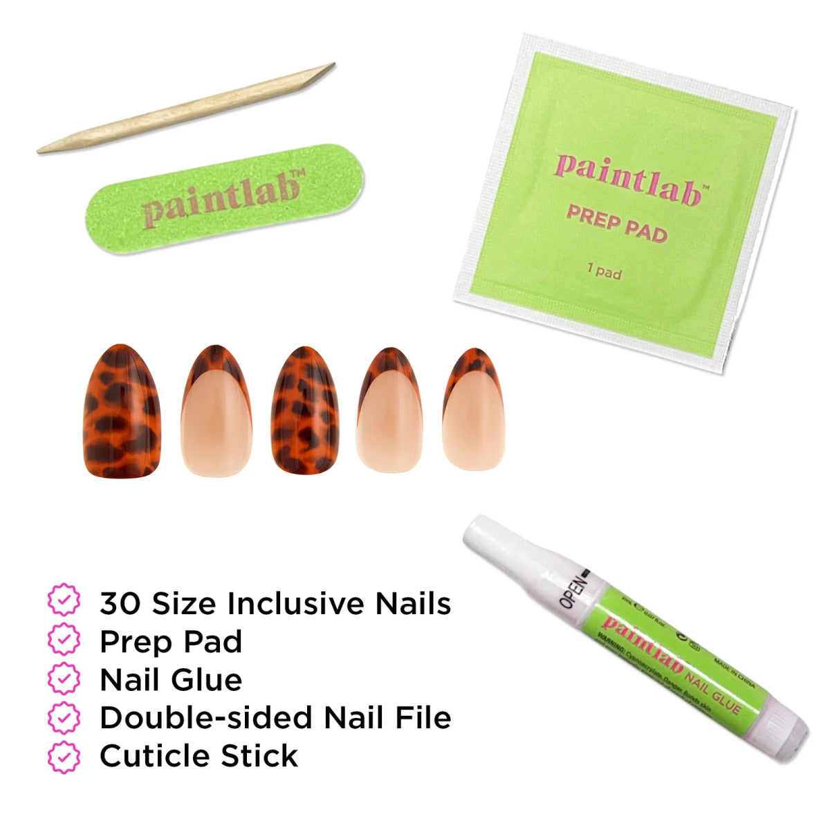 Paintlab Tortie Tips Short Almond Press On Nails