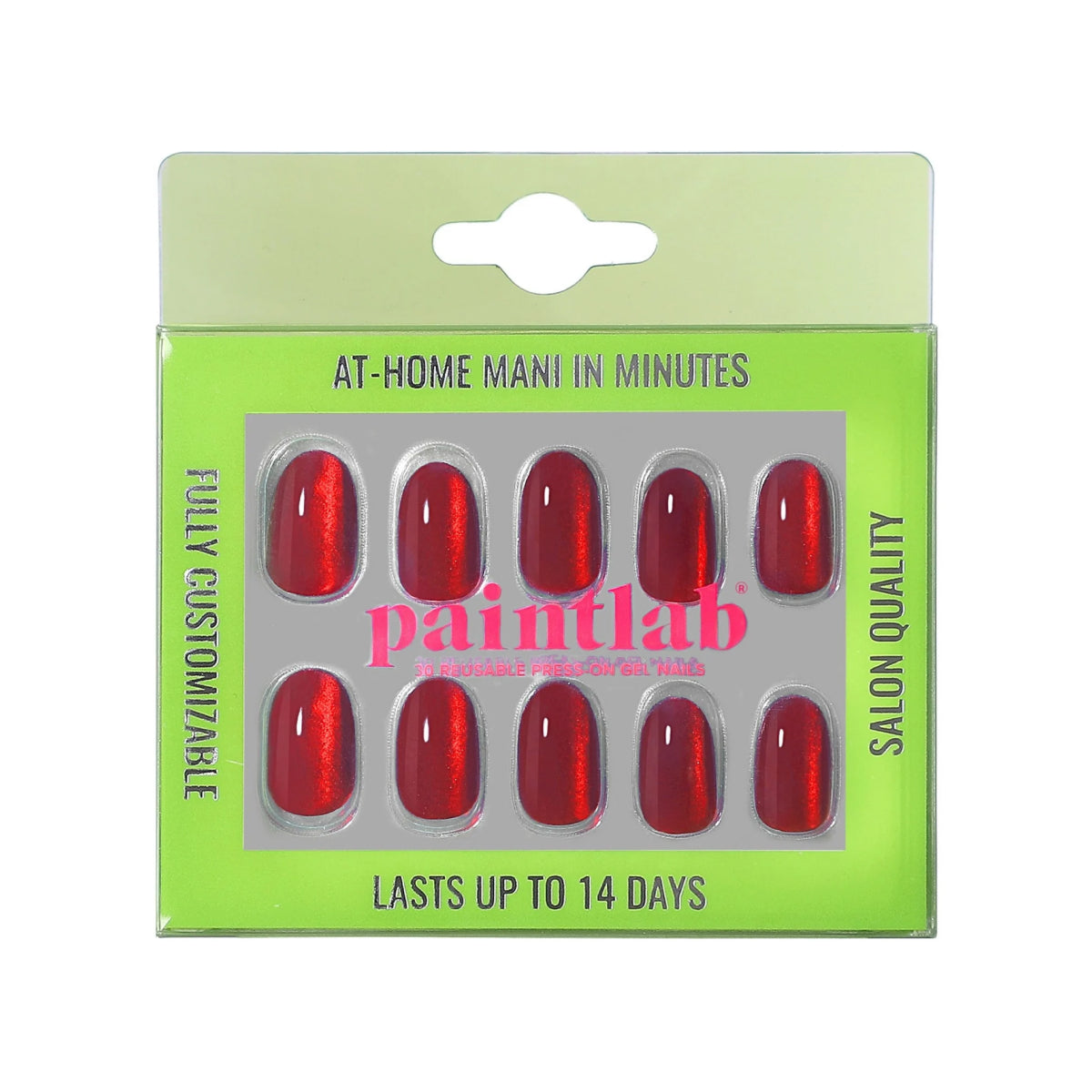 Paintlab Red Ruby Oval Press On Nails