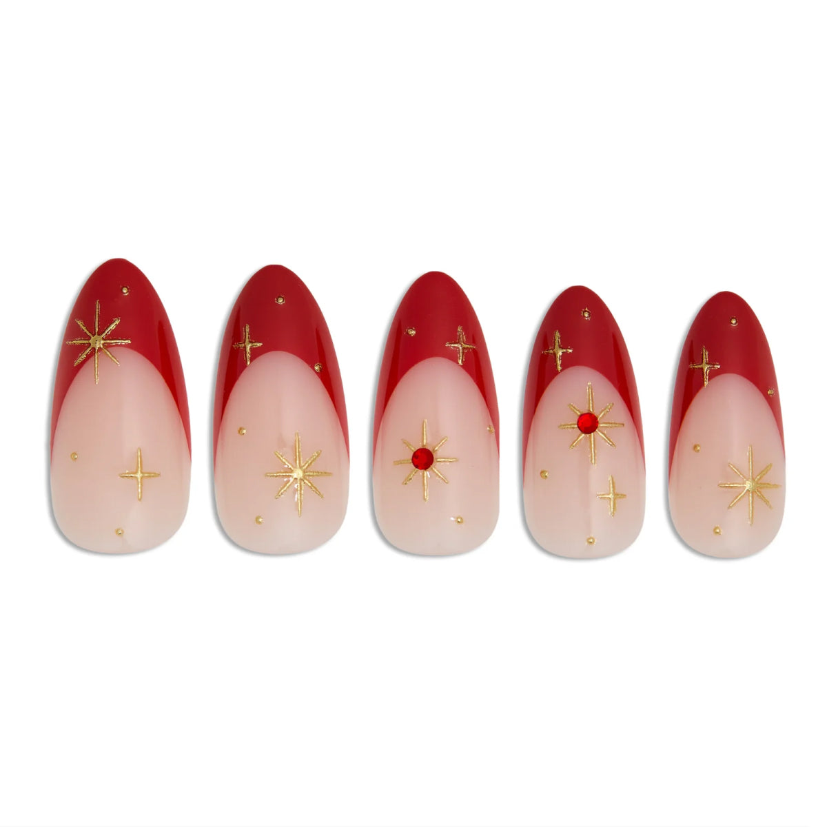 Paintlab Red Celestial Almond Press On Nails