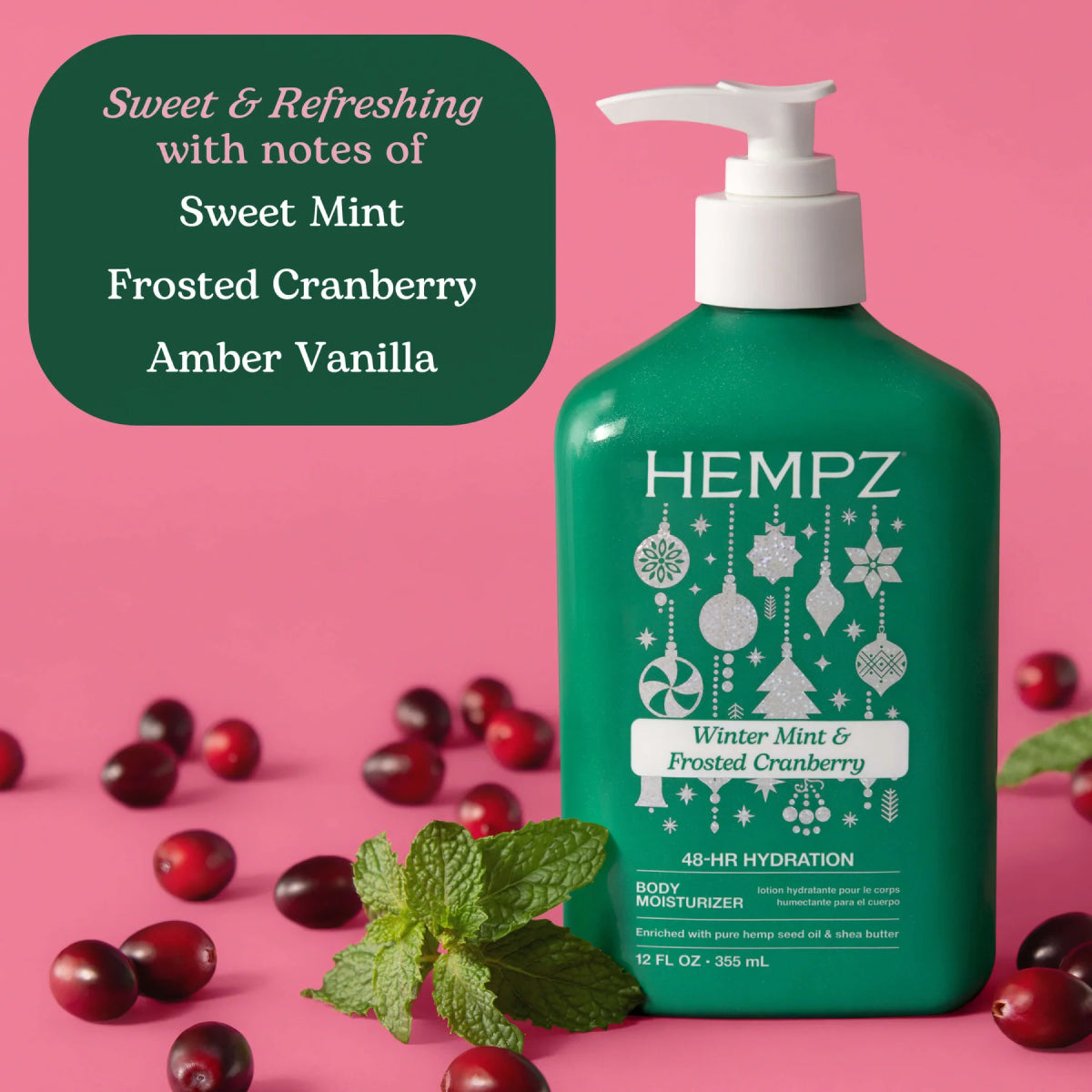 Hempz Travel-Size Winter Mint & Frosted Cranberry Moisturizing Body Lotion