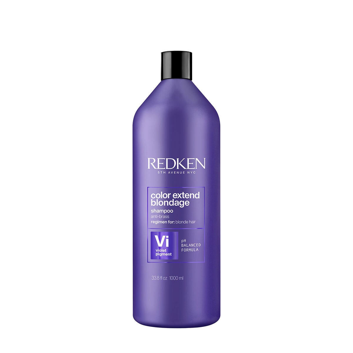 Redken Color Extend Blondage purple shampoo bottle, 33.8 fl oz, displayed against white background with black cap and prod...