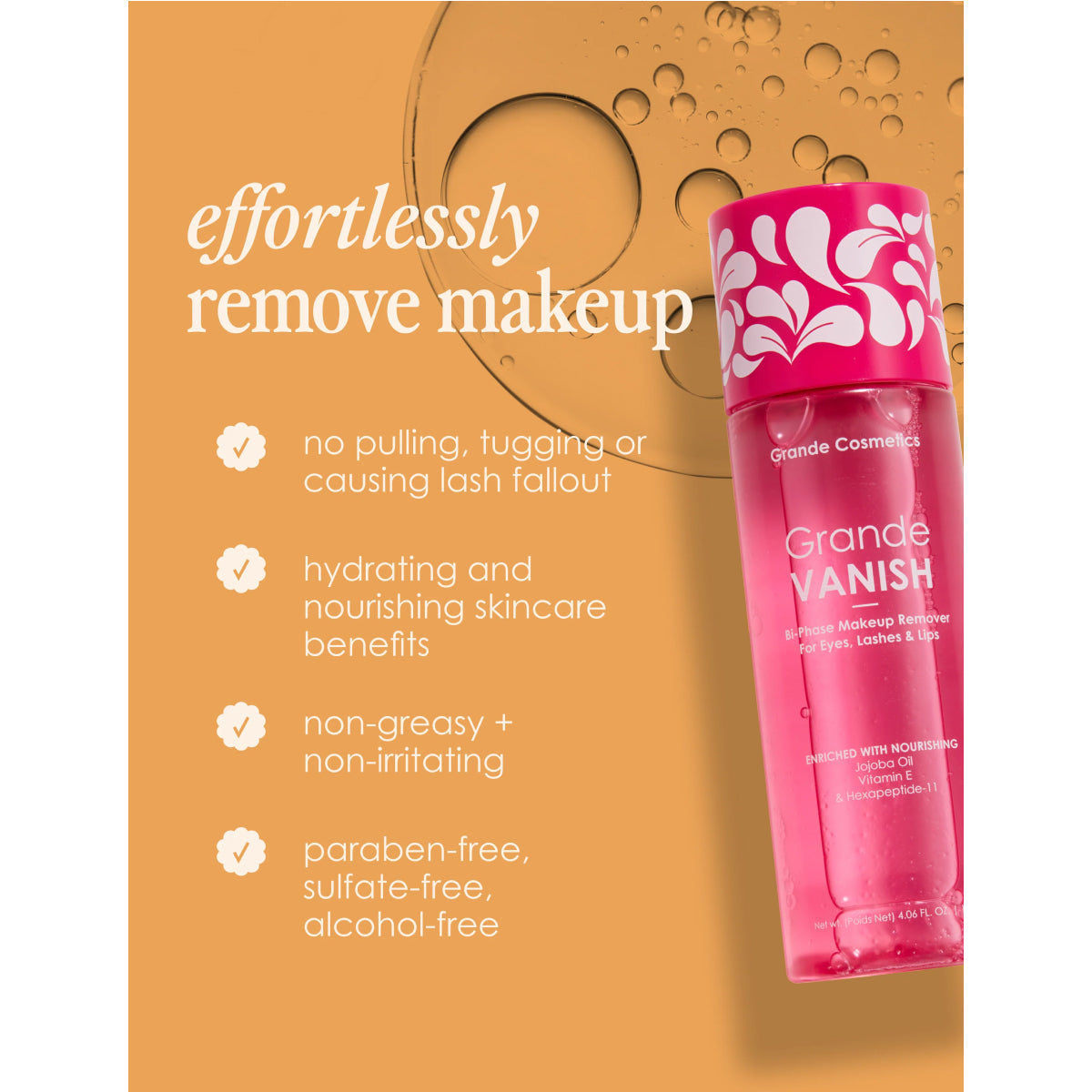 Grande Cosmetics GrandeVANISH Bi-Phase Makeup Remover for Eyes, Lashes & Lips