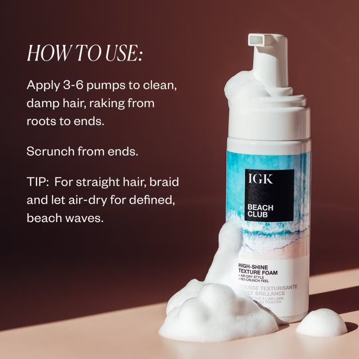IGK Beach Club High-Shine Texture Foam