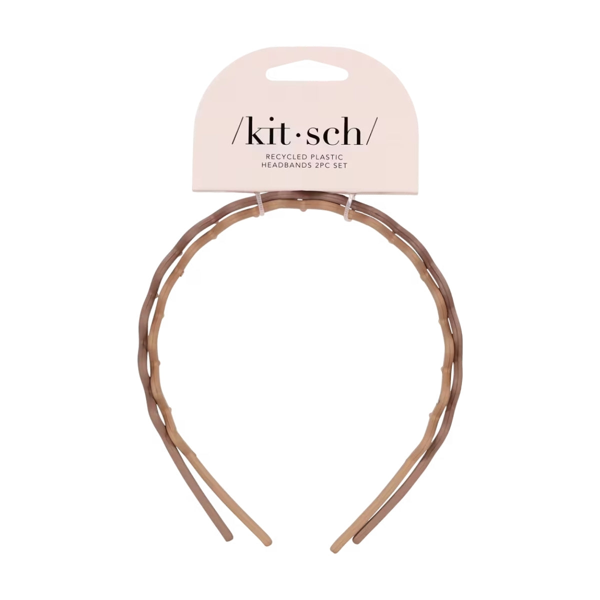 Kitsch Recycled Plastic Zig-Zag Headbands 2pc Set- Neutral