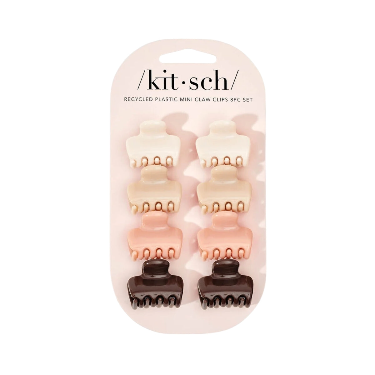 Kitsch Recycled Plastic Mini Puffy Claw Clips 8pc Set - Rosewood