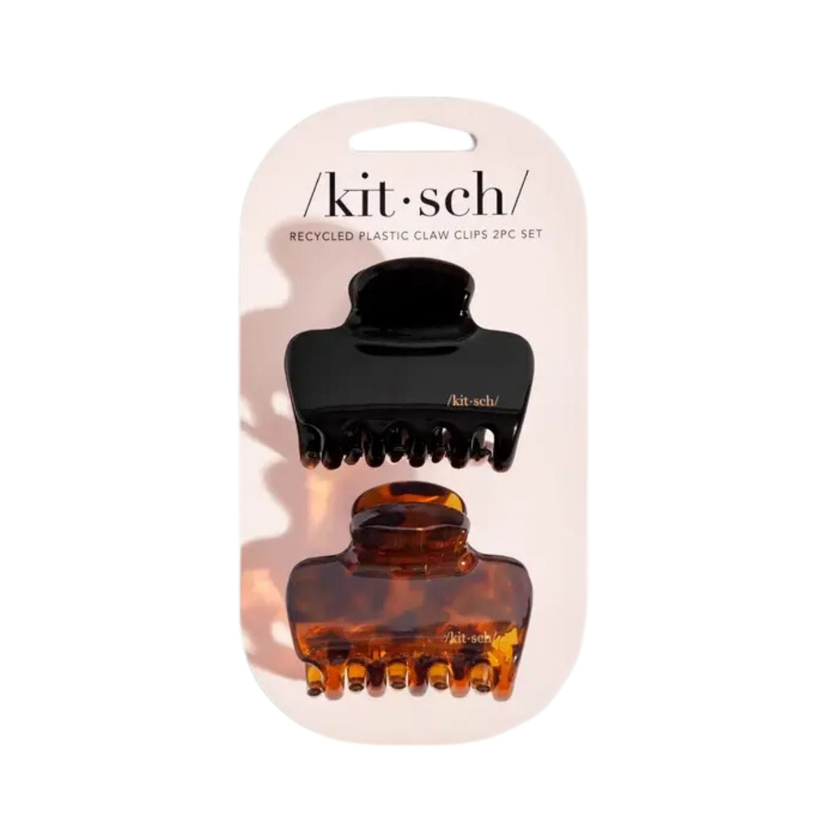 Kitsch Recycled Plastic Medium Puffy Claw Clips 2pc Set - Black and Tort