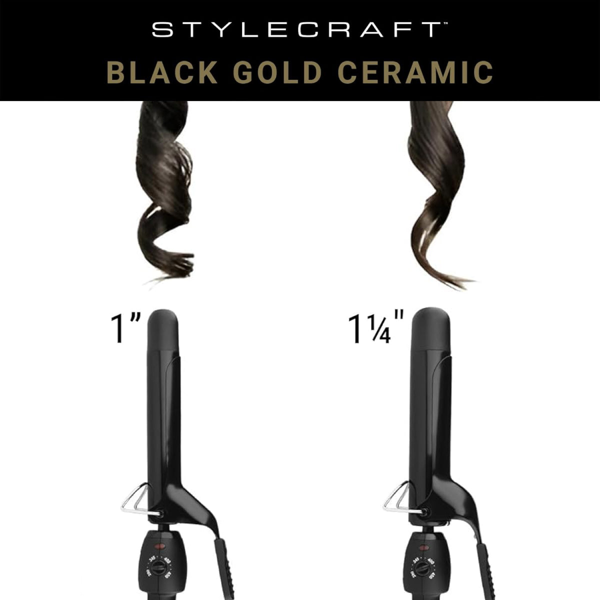 StyleCraft Black Gold Ceramic Professional Curling Iron