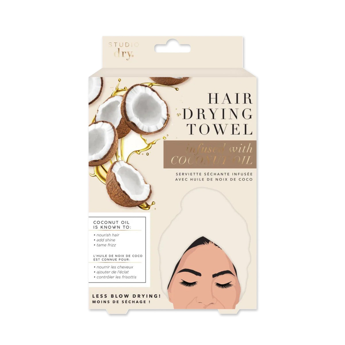 Studio Dry Hair Drying Towel Infused with Coconut Oil