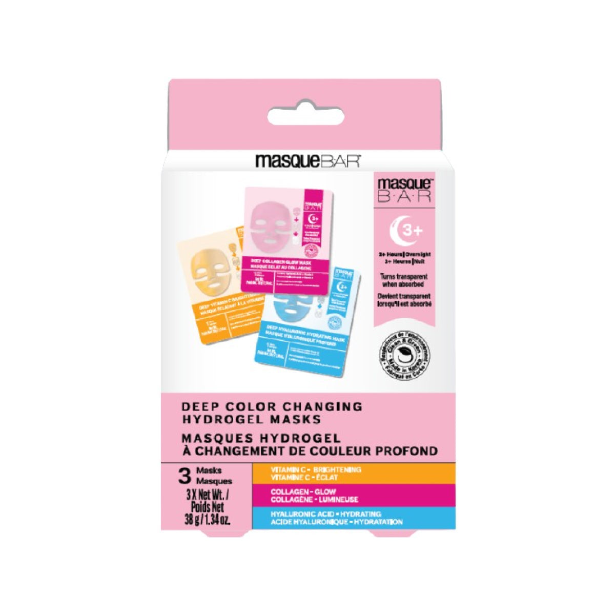 Masque Bar Deep Color Changing Hydrogel Mask 3pc