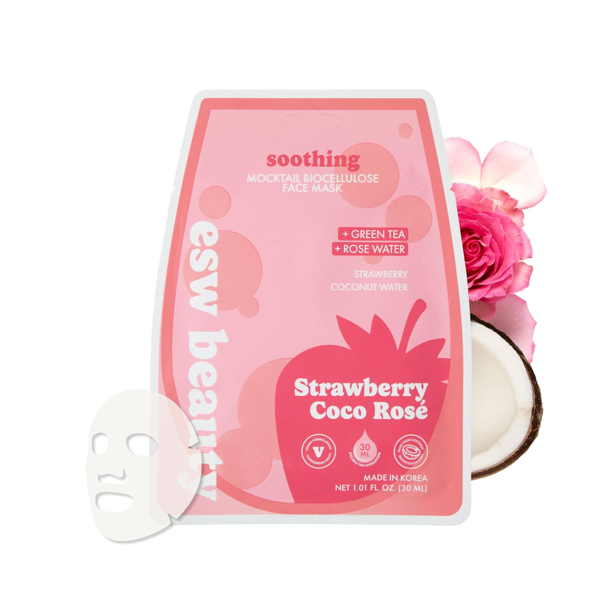 ESW Beauty Strawberry Coco Rosé Soothing Biocellulose Mocktail Mask