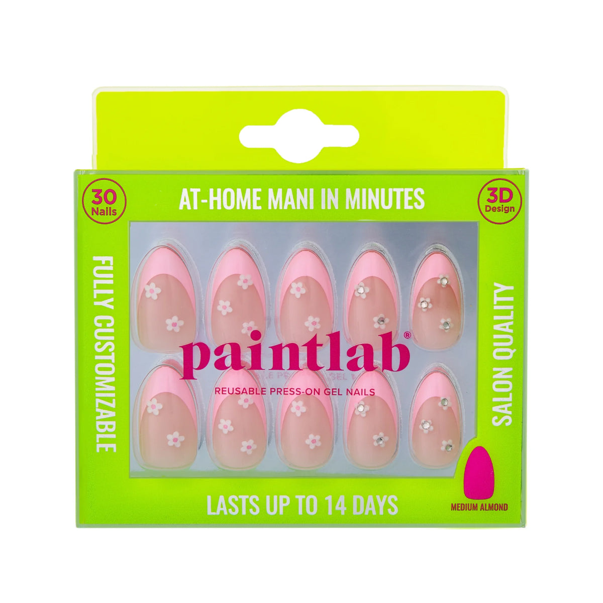 Paintlab Daisy Glam Short Almond Press On Nails