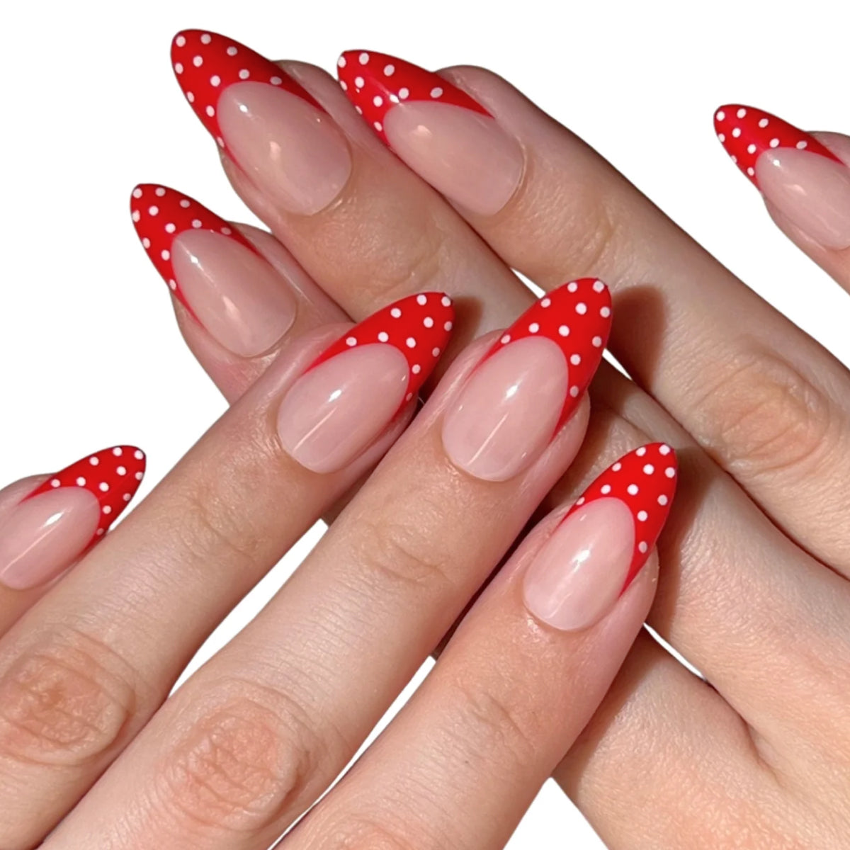 Paintlab Red Polka Dot Almond Press On Nails