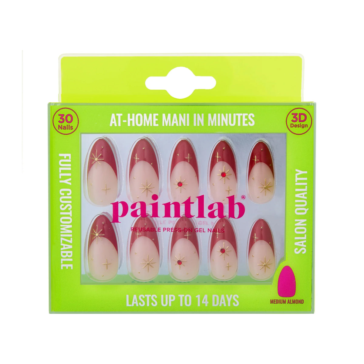 Paintlab Red Celestial Almond Press On Nails
