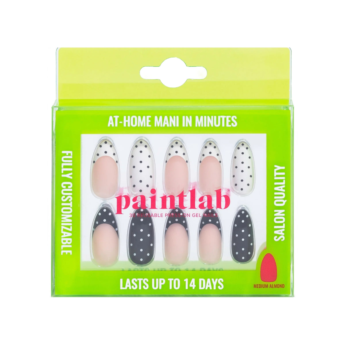Paintlab Polka Dot Couture Almond Press On Nails