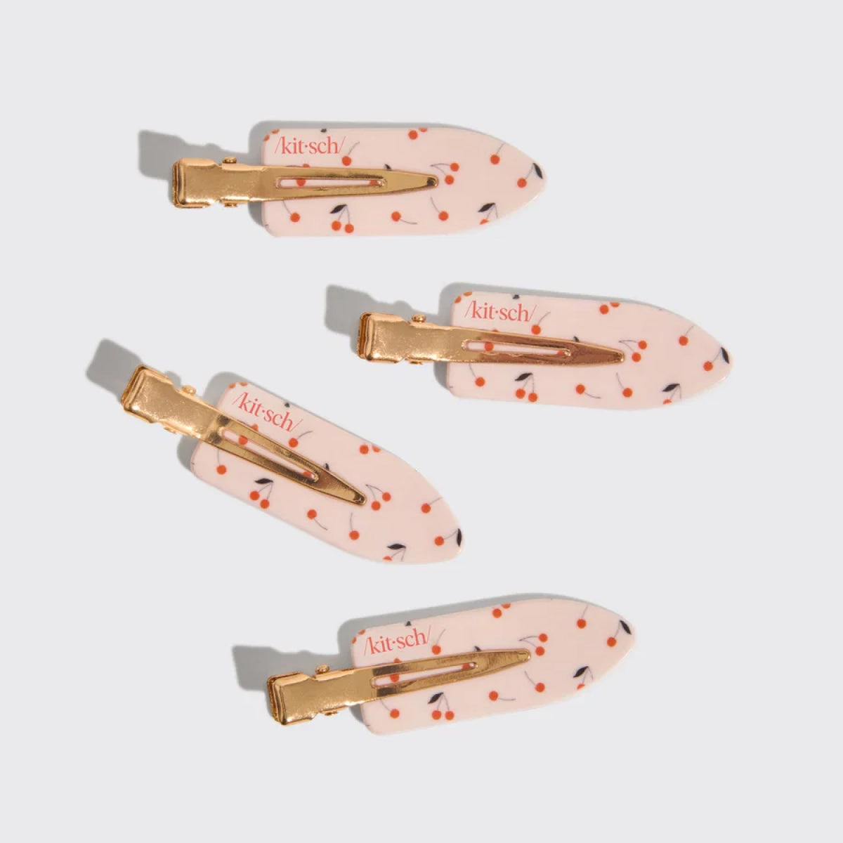Kitsch Plastic Creaseless Clips Cherry Print 4pc Set