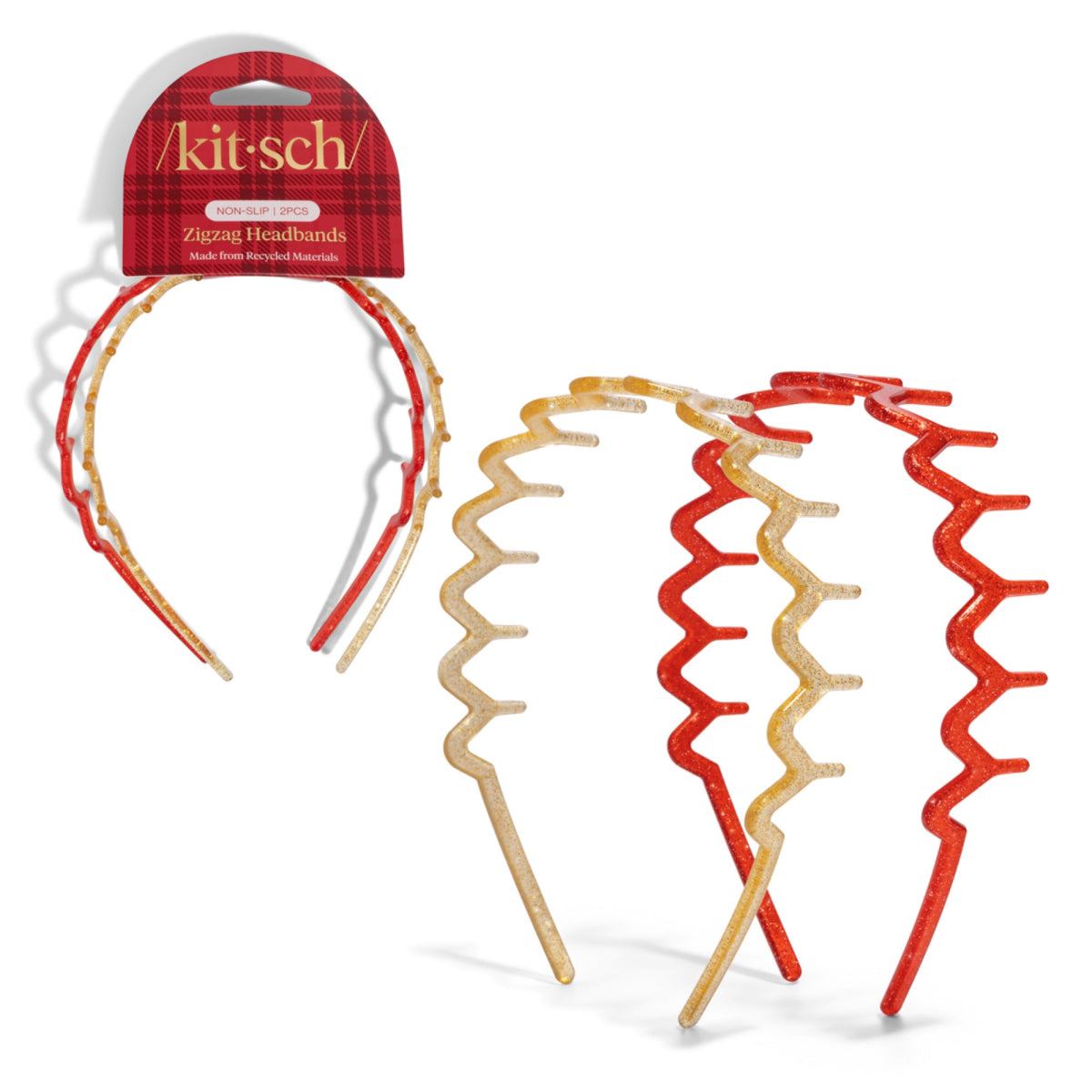 Kitsch Zigzag Headbands Red Gold