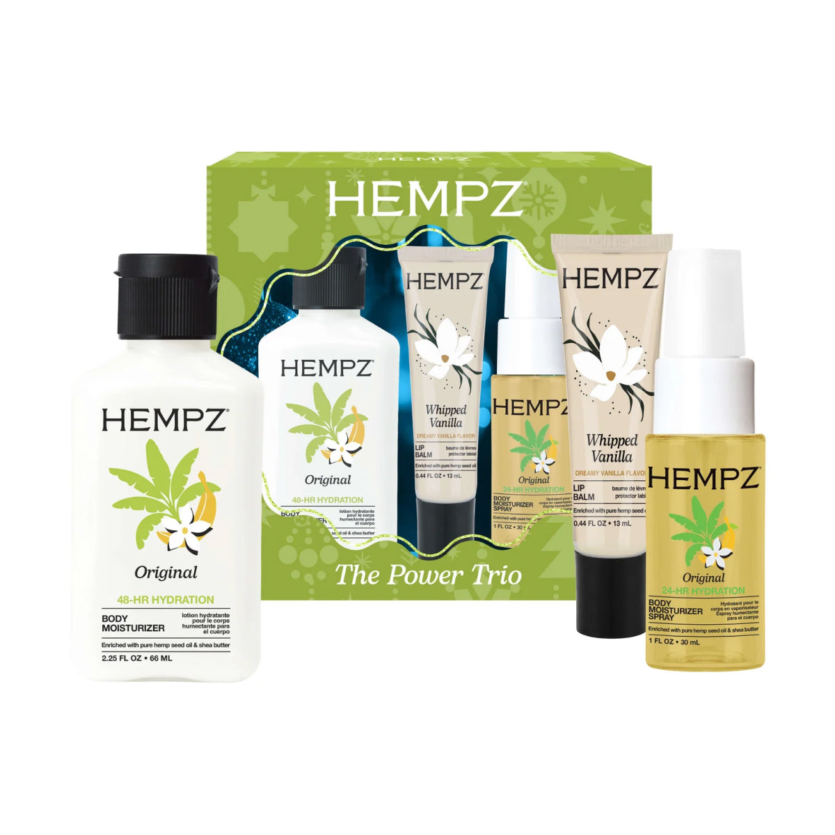 Hempz The Power Trio Mini Lotion, Lip Balm & Moisturizing Spray Gift Set