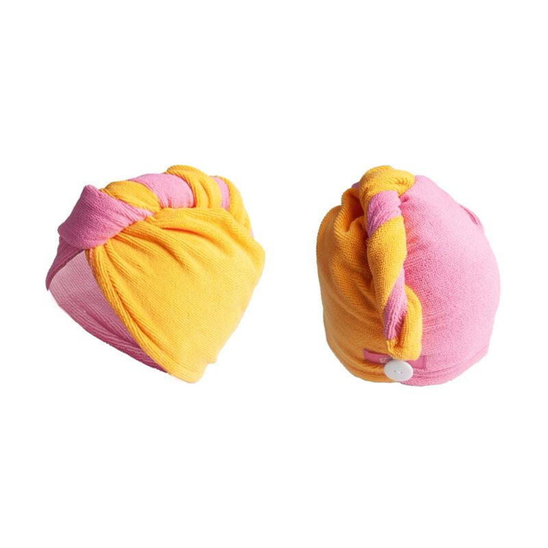 Studio Dry Split Hair Turban Towel - Pink & Orange image number 0